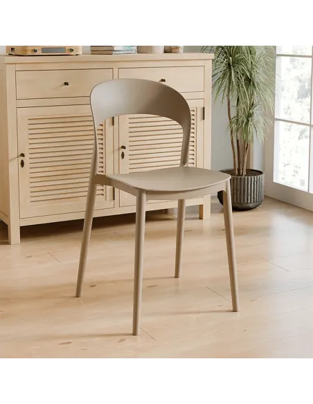 Scaun stivuibil RADANA NEW, interior/exterior, 44x47x77 cm, Plastic, bej | MobilaOK