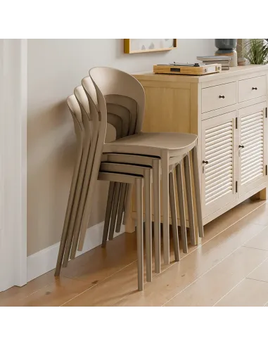 Scaun stivuibil RADANA NEW, interior/exterior, 44x47x77 cm, Plastic, bej | MobilaOK