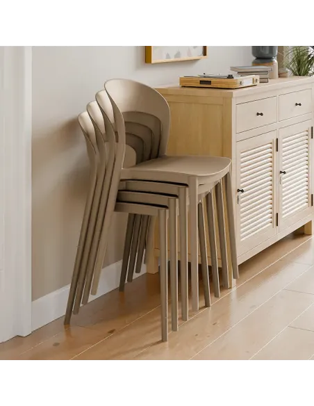 Scaun stivuibil RADANA NEW, interior/exterior, 44x47x77 cm, Plastic, bej | MobilaOK