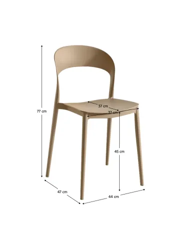 Scaun stivuibil RADANA NEW, interior/exterior, 44x47x77 cm, Plastic, bej | MobilaOK