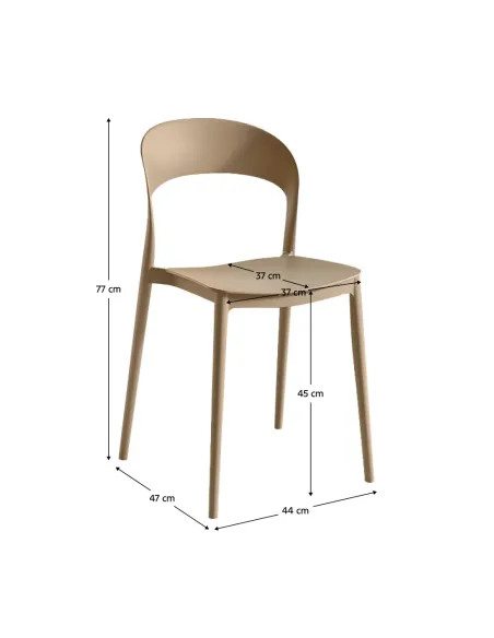 Scaun stivuibil RADANA NEW, interior/exterior, 44x47x77 cm, Plastic, bej | MobilaOK