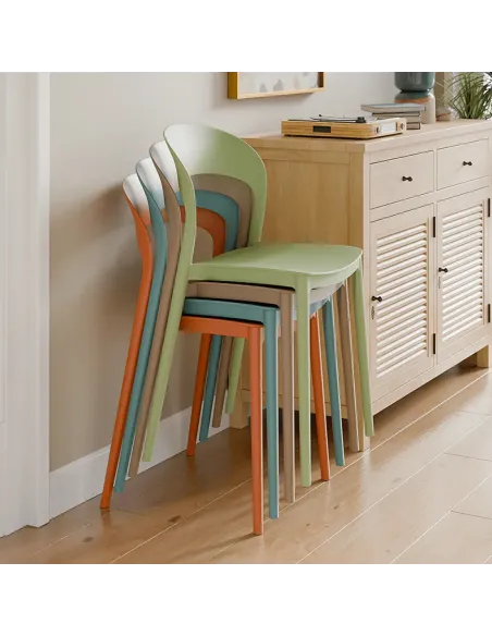 Scaun stivuibil, RADANA NEW, gradina/terasa, 44x47x77 cm, plastic, verde | MobilaOK