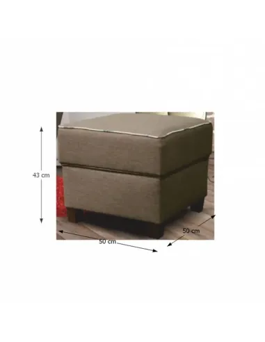 Taburet MILO, puf living/dormitor, 50x43x50 cm, stofă bej închis | MobilaOK