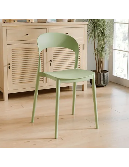Scaun stivuibil, RADANA NEW, gradina/terasa, 44x47x77 cm, plastic, verde | MobilaOK