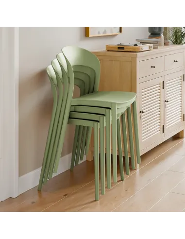 Scaun stivuibil, RADANA NEW, gradina/terasa, 44x47x77 cm, plastic, verde | MobilaOK