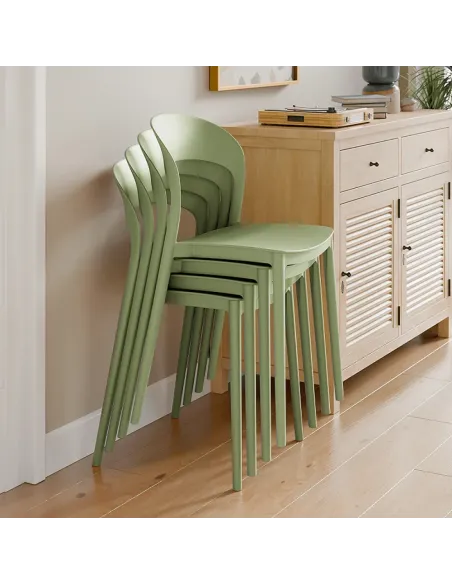 Scaun stivuibil, RADANA NEW, gradina/terasa, 44x47x77 cm, plastic, verde | MobilaOK