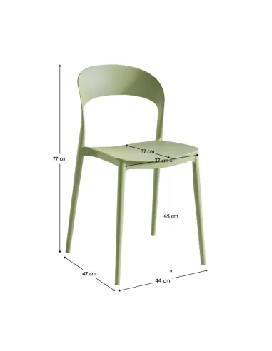 Scaun stivuibil, RADANA NEW, gradina/terasa, 44x47x77 cm, plastic, verde | MobilaOK