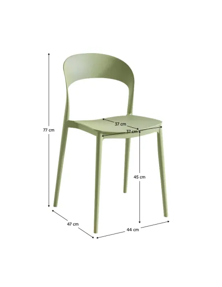 Scaun stivuibil, RADANA NEW, gradina/terasa, 44x47x77 cm, plastic, verde | MobilaOK