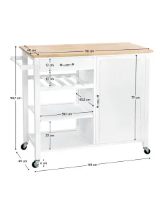 Cărucior de servire ROBINS, living/bucătărie, 101x49x90.7 cm, MDF/furnir | MobilaOK 2