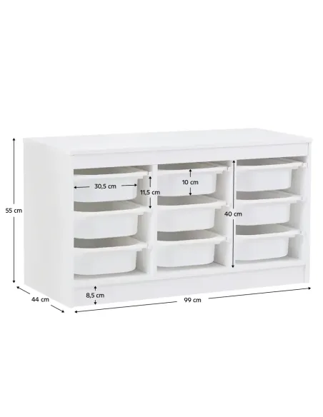 Organizator, TRIMAL, depozitare jucării/birou, 99x44x55 cm, MDF/plastic | MobilaOK