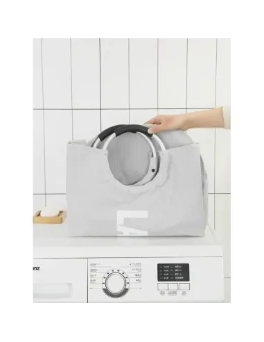 Coș de rufe DARILO, pentru dormitor/baie, 38x79 cm, 90 L, Tesatura si aluminiu | MobilaOK