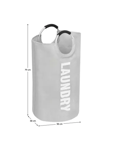 Coș de rufe DARILO, pentru dormitor/baie, 38x79 cm, 90 L, Tesatura si aluminiu | MobilaOK