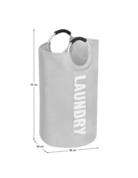 Coș de rufe DARILO, pentru dormitor/baie, 38x79 cm, 90 L, Tesatura si aluminiu | MobilaOK