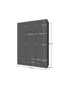 Dulap GERI NEW, dormitor/hol, 135x55x194 cm, PAL melaminat | MobilaOK 2