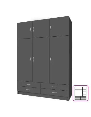 Dulap GERI NEW, dormitor/hol, 135x55x194 cm, PAL melaminat | MobilaOK