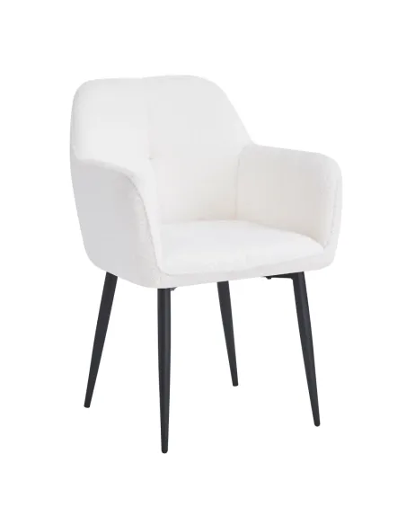 Fotoliu SENER pentru living, 57x61x84 cm, Ţesătură Bouclé și metal | MobilaOK