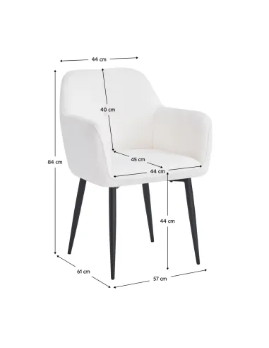 Fotoliu SENER pentru living, 57x61x84 cm, Ţesătură Bouclé și metal | MobilaOK