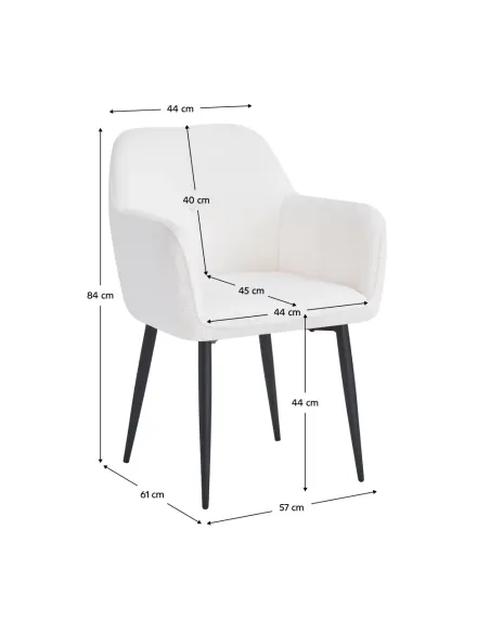 Fotoliu SENER pentru living, 57x61x84 cm, Ţesătură Bouclé și metal | MobilaOK