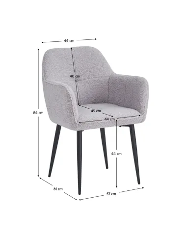 Fotoliu SENER pentru living, 57x61x84 cm, țesătură Bouclé | MobilaOK