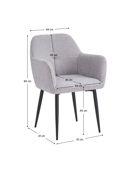 Fotoliu SENER pentru living, 57x61x84 cm, țesătură Bouclé | MobilaOK