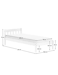 Pat MAVIL dormitor 90x200 lemn de pin alb | MobilaOK 2