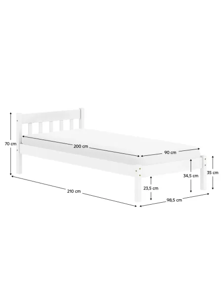 Pat MAVIL dormitor 90x200 lemn de pin alb | MobilaOK