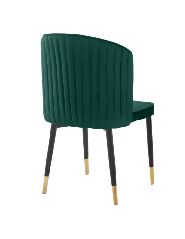 Scaun de sufragerie, ţesătură Velvet verde/negru, UDAJA | MobilaOK