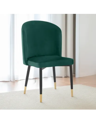 Scaun de sufragerie, ţesătură Velvet verde/negru, UDAJA | MobilaOK