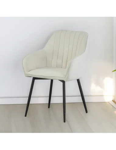 Fotoliu VAJRO pentru living/dormitor, 57.5x61.5x85 cm, Țesătură Bouclé și metal | MobilaOK