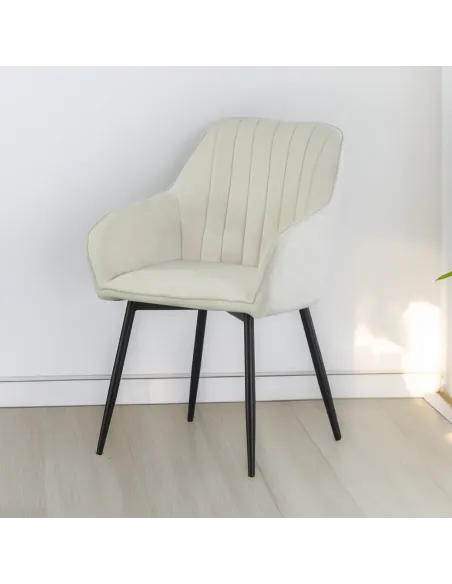 Fotoliu VAJRO pentru living/dormitor, 57.5x61.5x85 cm, Țesătură Bouclé și metal | MobilaOK