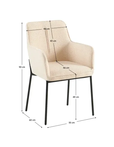 Scaun REMOND, living/birou, 55x60x90 cm, Tesătură Bouclé / Metal | MobilaOK
