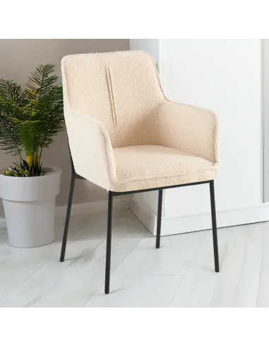 Scaun REMOND, living/birou, 55x60x90 cm, Tesătură Bouclé / Metal | MobilaOK