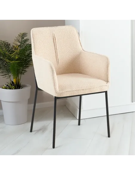 Scaun REMOND, living/birou, 55x60x90 cm, Tesătură Bouclé / Metal | MobilaOK