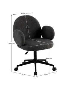 Scaun de birou TURIO, birou, 66x62x84-95 cm, Bouclé și metal | MobilaOK 2