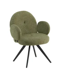 Scaun pivotant VASALA, birou, 64.5x62x86 cm, Ţesătură Bouclé/Metal | MobilaOK