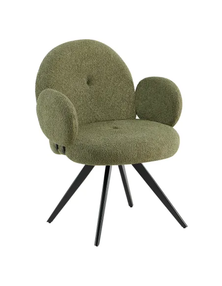 Scaun pivotant VASALA, birou, 64.5x62x86 cm, Ţesătură Bouclé/Metal | MobilaOK
