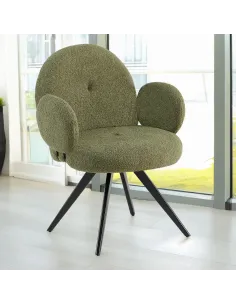 Scaun pivotant VASALA, birou, 64.5x62x86 cm, Ţesătură Bouclé/Metal | MobilaOK 2