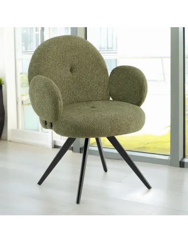 Scaun pivotant VASALA, birou, 64.5x62x86 cm, Ţesătură Bouclé/Metal | MobilaOK