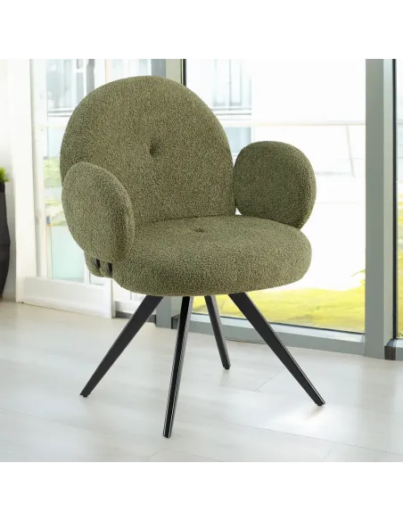 Scaun pivotant VASALA, birou, 64.5x62x86 cm, Ţesătură Bouclé/Metal | MobilaOK