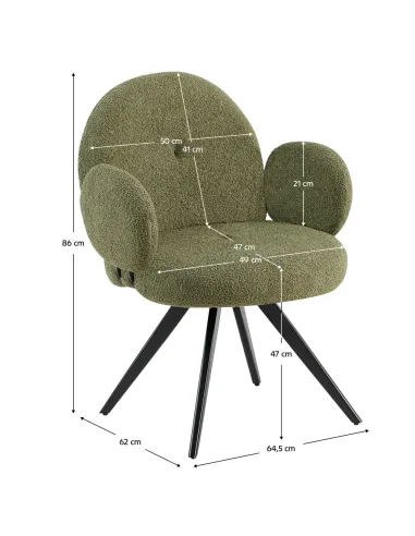 Scaun pivotant VASALA, birou, 64.5x62x86 cm, Ţesătură Bouclé/Metal | MobilaOK