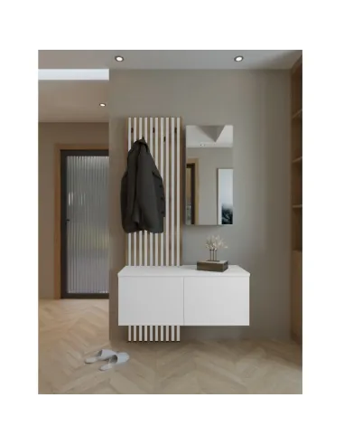 Set Hol, REBEKA, hol, 100x37.1x195.5 cm, PAL melaminat și sticlă | MobilaOK
