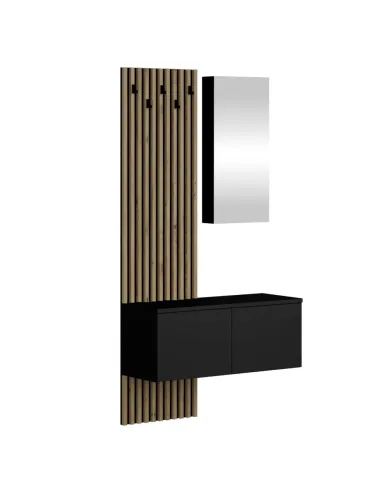 Set de hol, REBEKA, hol, 100x37.1x195.5 cm, PAL laminat stejar negru artisan | MobilaOK