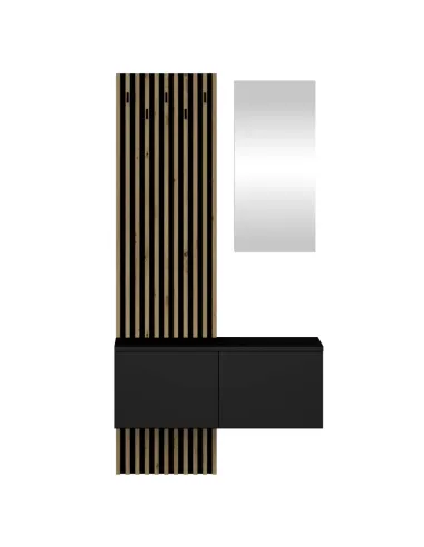 Set de hol, REBEKA, hol, 100x37.1x195.5 cm, PAL laminat stejar negru artisan | MobilaOK