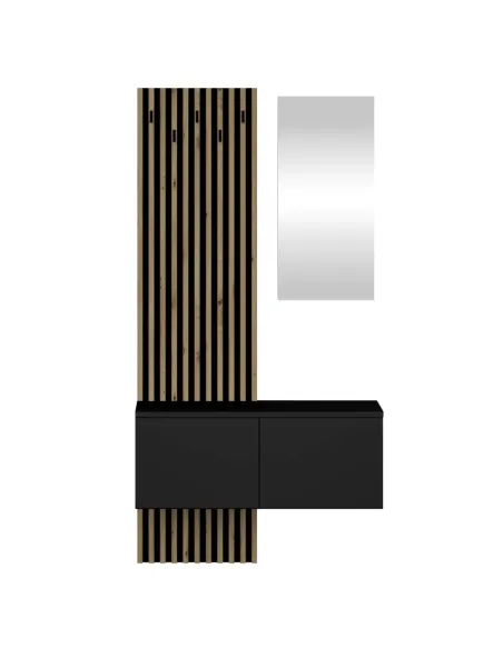 Set de hol, REBEKA, hol, 100x37.1x195.5 cm, PAL laminat stejar negru artisan | MobilaOK