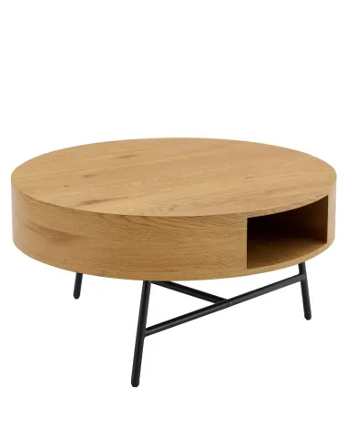 Măsuță de cafea TARMON living, Ø80x42 cm, MDF înfoliat și metal | MobilaOK
