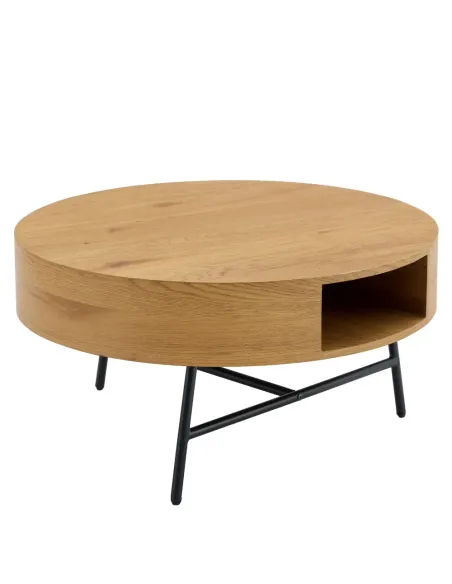 Măsuță de cafea TARMON living, Ø80x42 cm, MDF înfoliat și metal | MobilaOK