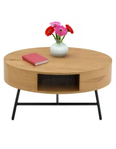 Măsuță de cafea TARMON living, Ø80x42 cm, MDF înfoliat și metal | MobilaOK 2