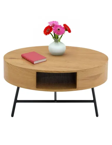 Măsuță de cafea TARMON living, Ø80x42 cm, MDF înfoliat și metal | MobilaOK