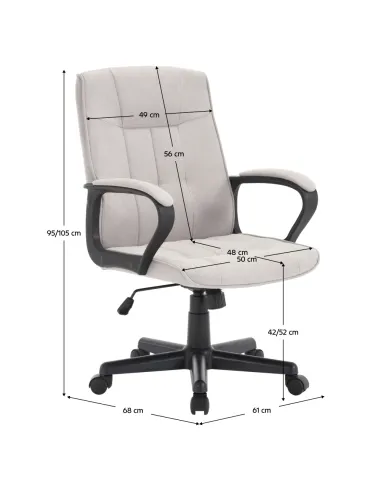 Scaun de birou, LANDIS, birou, 61x68x95-105 cm, ţesătură/plastic | MobilaOK