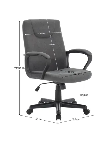 Scaun de birou REVIN, birou, 60.5x66x94-104 cm, Ţesătură/plastic | MobilaOK